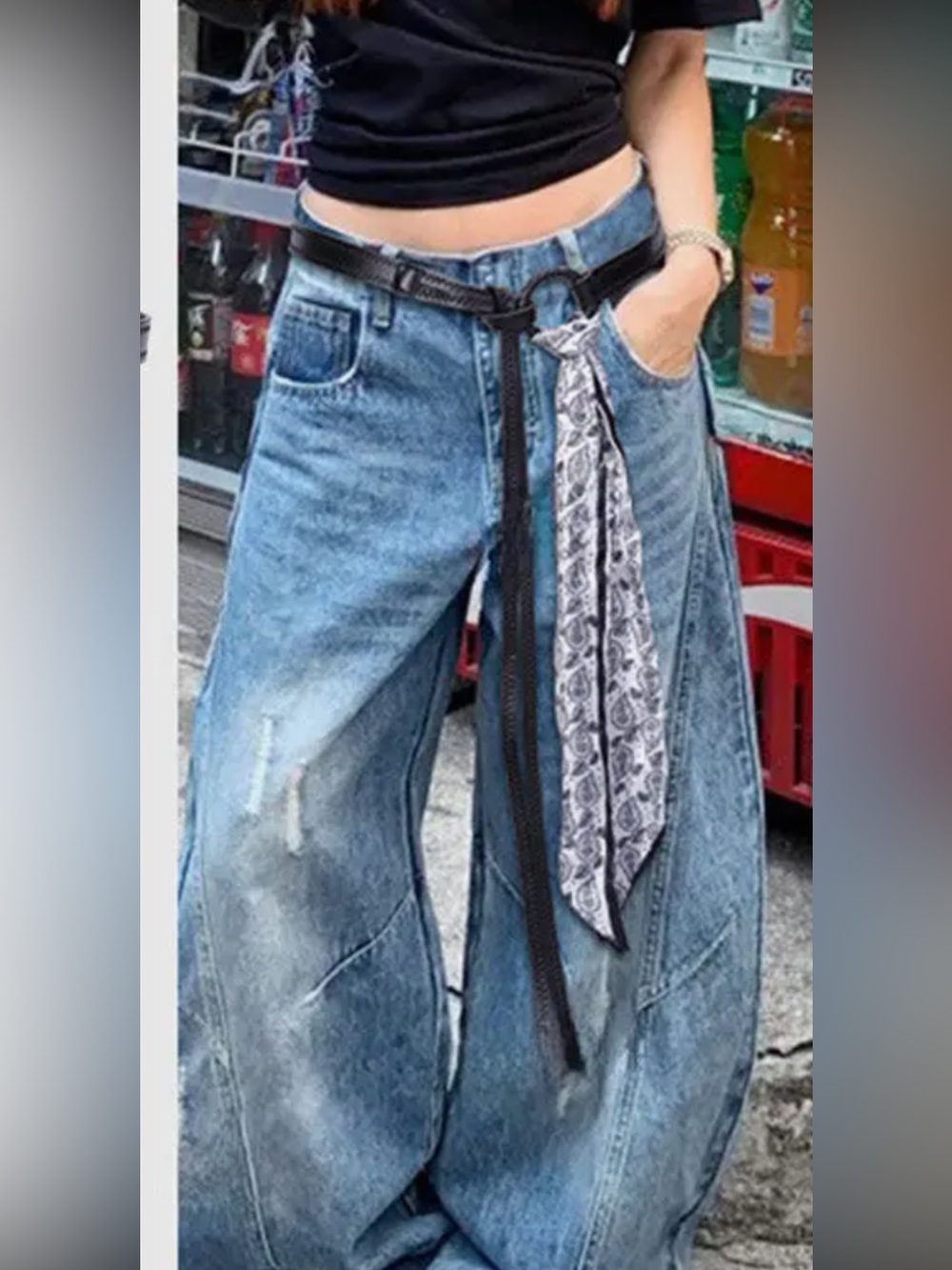 Skinny Belt with Paisley Scarf Accent